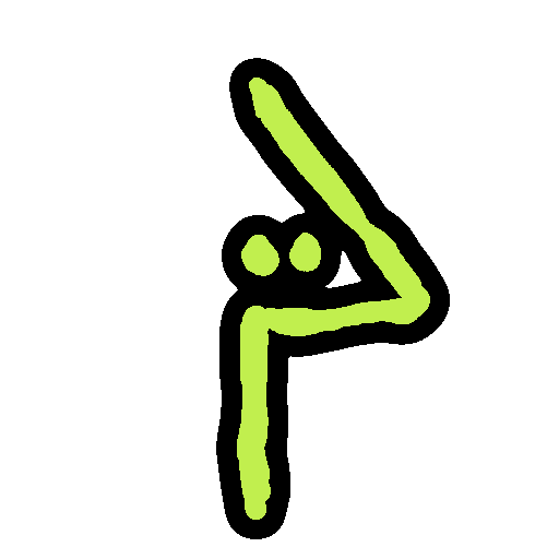 the sitelen pona glyph for the toki pona word 'waso,' which looks like a stylised nose or beak and eyes, colored in lime green.